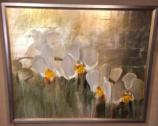 White Metallic Drip Painting