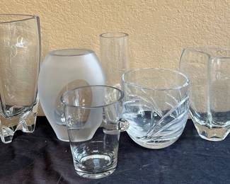 6 Heavy Glass Vases