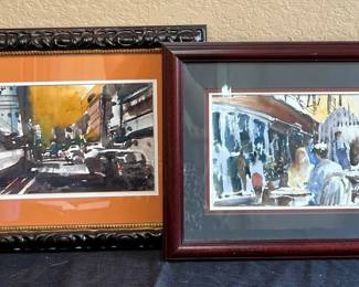 2 Urban Scenes Watercolor Paintings