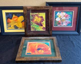 4 Floral Watercolor Paintings