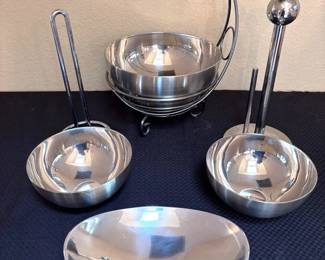 Silver Colored Serving Dishes, Fruit Basket, Paper Towel Holder