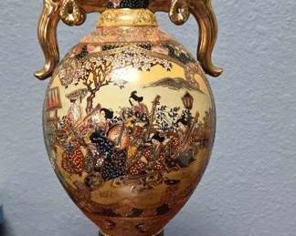 Tall Asian Ginger Jar W Metallic Detail