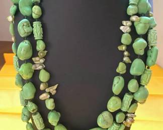 TealTurquoise Colored Beaded Necklace