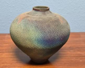 Pretty Textured Raku Pot