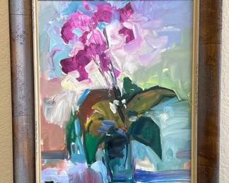 Large Orchid Painting Signed
