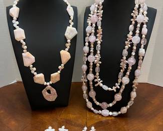 2 Pink Beaded Necklaces