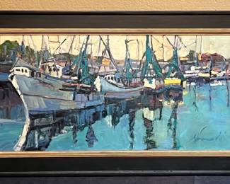 Marina Large Signed Painting