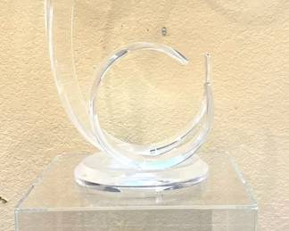 Clear Acrylic Sculpture Signed