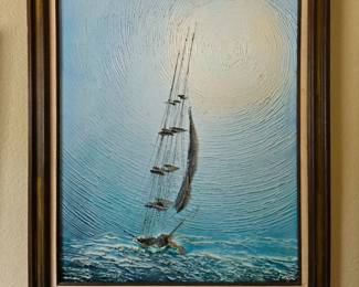 Ivar Bruun original modern impressionist oil. Very Large (37" x 47" framed) Ivar Bruun was a Norwegian artist who lived from 1929 - 2003. His 3d style became known as Ivarism.