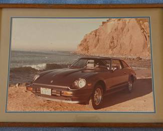 1983 photo poster of a Datsun 280zx. Signed Kaufman '83