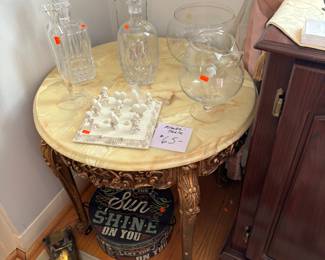 Decanters 
Marble top table