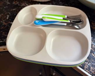 Variety of kitchen items, including kids plates