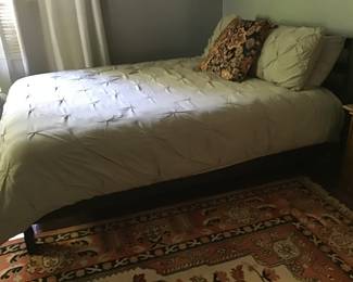 Little used queen mattress, bed frame and bedding