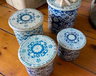 Delft style tin canister set