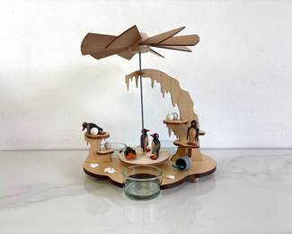 Lot 8344 Penguins on Ice Tea Light German Christmas Pyramid