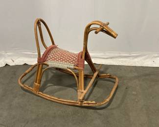 Lot 8374 Vintage Rattan Rocking Horse