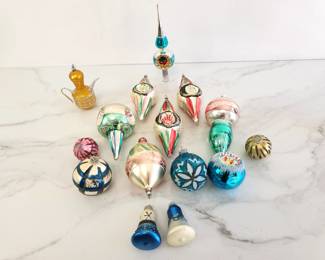 Lot 8300 Vintage Mercury Glass Christmas Ornaments Tree Topper