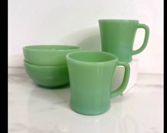 Lot 8161 Fire King Jadeite Mugs and Bowls