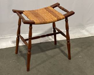 Lot 8475 Oak and Wicker Turned Wooden Stool