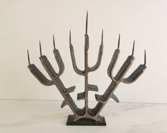 Lot 8434 Metal Spiked Hanukkah Menorah