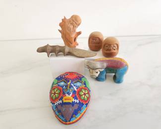 Lot 8432 Miniature Folk Art Figurines Sculptures Mask