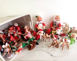 Lot 8228 Big Lot Vintage Annalee Santa Mrs. Claus Elves Reindeer Dolls