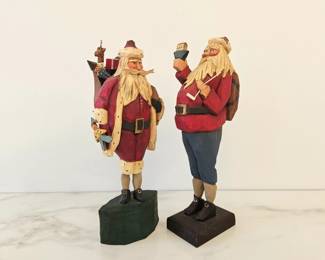 Lot 8260 Vaughn Rawson Carved Santa Sculptures Signed