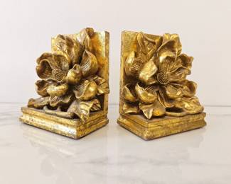 Lot 8258 Gilded Magnolia Bookends
