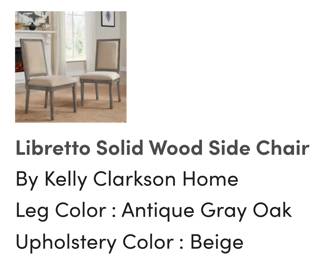 Lot 8384 Two Oak Finish Linen Kelly Clarkson Dining Chairs