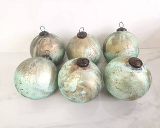 Lot 8251 Large Patinated Metal Ball Ornaments