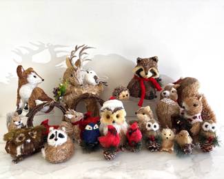 Lot 8353 Christmas Sisal Paper Forest Animal Figurines Ornaments