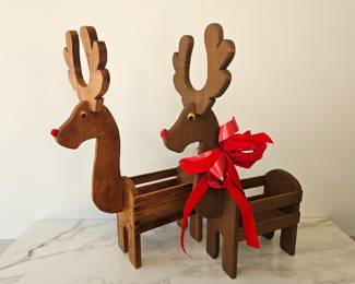 Lot 8294 Vintage Reindeer Wood Containers