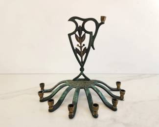 Lot 8428 Bronze Hanukkah Menorah Made in Israel
