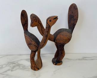 Lot 8454 Carved Wooden Urutau Bird Sculptures
