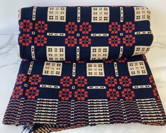Lot 8469 Vintage Welsh Wool Coverlet Blanket Textile