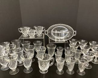 Lot 8500 Vintage Fostoria Colony Swirl Glassware