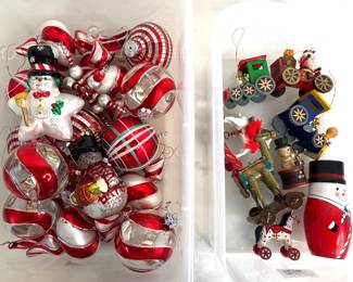 Lot 8193 Vintage Glass and Wooden Christmas Ornaments