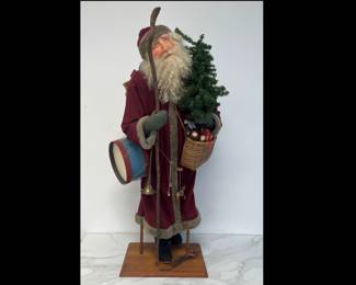 Lot 8216 4ft Tall Father Christmas Folk Art Crafted by Sara Baker