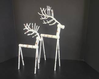 Lot 8337 Vintage Painted Metal Reindeer Figurines