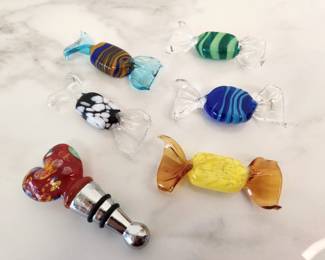 Lot 8524 Vintage Murano Art Glass Wrapped Candies Bottle Stopper