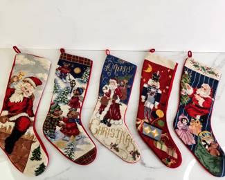Lot 8297 Vintage Needlepoint Christmas Stockings