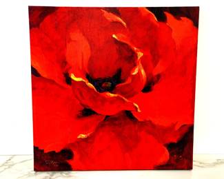 Lot 8405 Simon Bull Gem Red Poppy Floral Signed Numbered Art Print on canvas