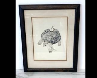 Lot 8415 Tortoise and Child Wall Art Signed Santiago