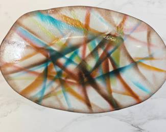 Lot 8449 Signed Fused Art Glass Bowl