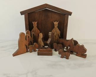 Lot 8289 Vintage Wooden Nativity Set