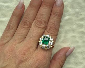 3.25 ct fine-color emerald ring with diamonds & canary diamonds in 18KT gold & platinum. Purchased in Bogotá, Colombia in 1973—original receipt included.
Offers due no later than Oct 25, 3PM.