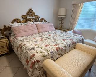 Hollywood glam king size headboard with mattress and frame
