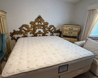 Hollywood glam king size headboard with mattress and frame