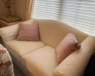 White fabric loveseat