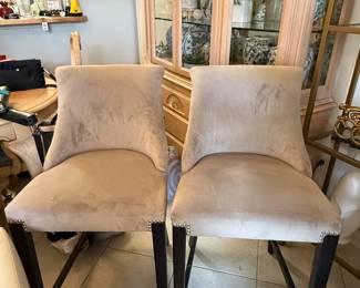 Pair of gray stools w/nailhead accents